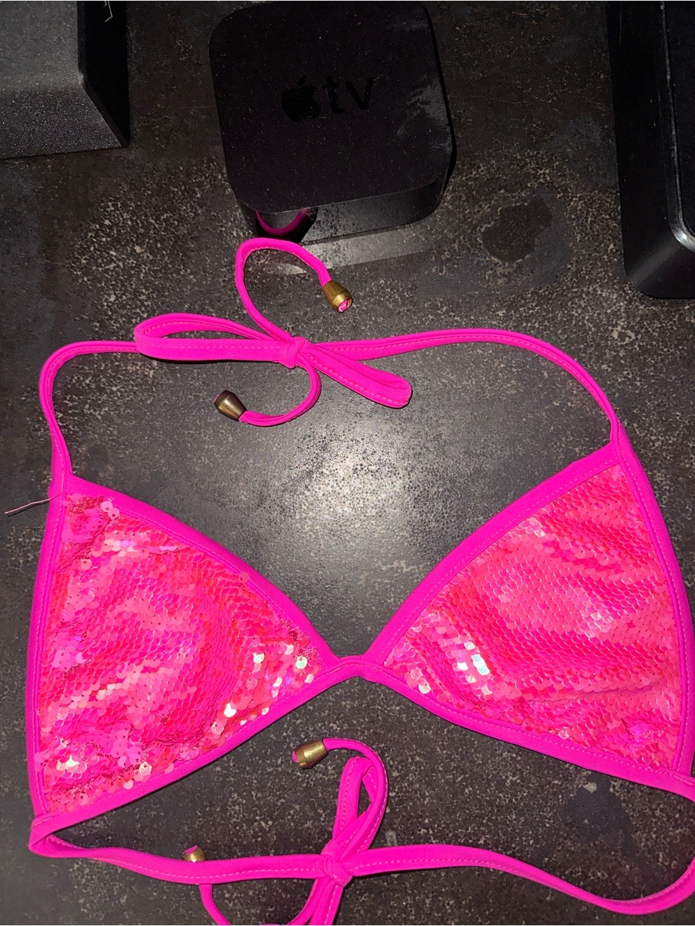 🎀 Touch Me Sequin Triangle Bikini Top